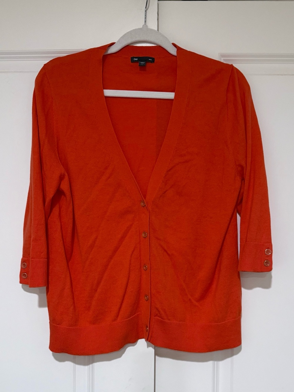 GAP Orange 💯% Cotton Lightweight V-Neck Button Cardigan